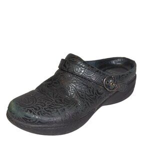 Dansko Professional Black Tooled Leather Clogs | Size EU 38 / US 8